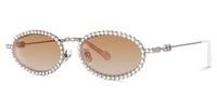 Eliada - Oval Brown Sunglasses | Vooglam Front View