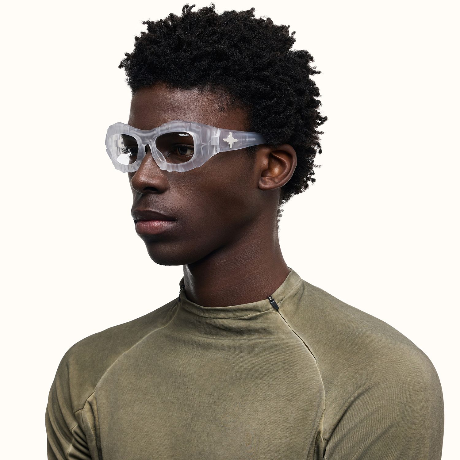model wearing The Geologist - Geometric Transparent Eyeglasses 4