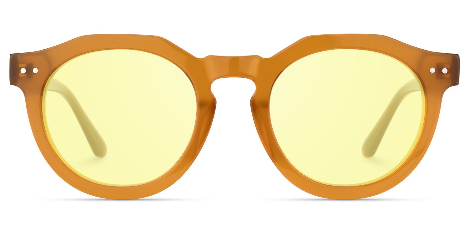 Aubrey - Amber Geometric Round Sunglasses | Vooglam Product Details 1