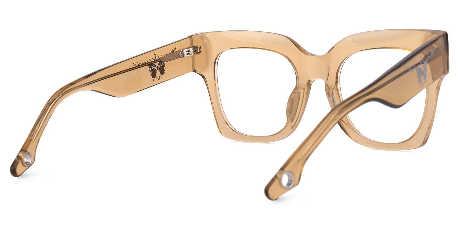 Egle - Square Champagne Eyeglasses | Vooglam Side View