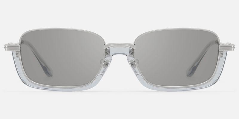 Basel - Oversized Silver Clear Gray Sunglasses | Vooglam