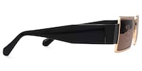 Anitta - Gold Rim Rectangular Sunglasses Bold Temples - 4