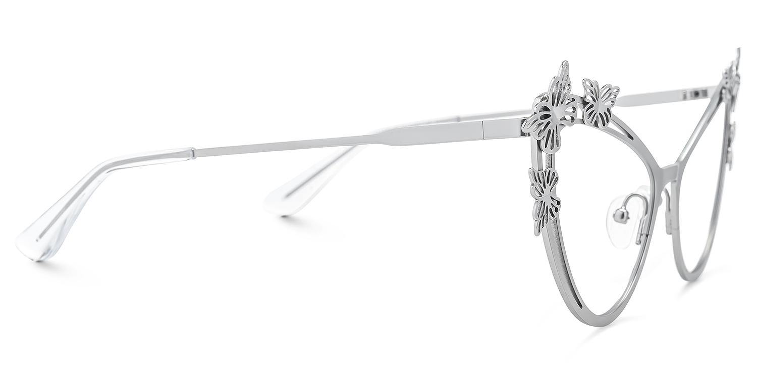 Elkan - Cat Eye Silver Eyeglasses | Vooglam 4