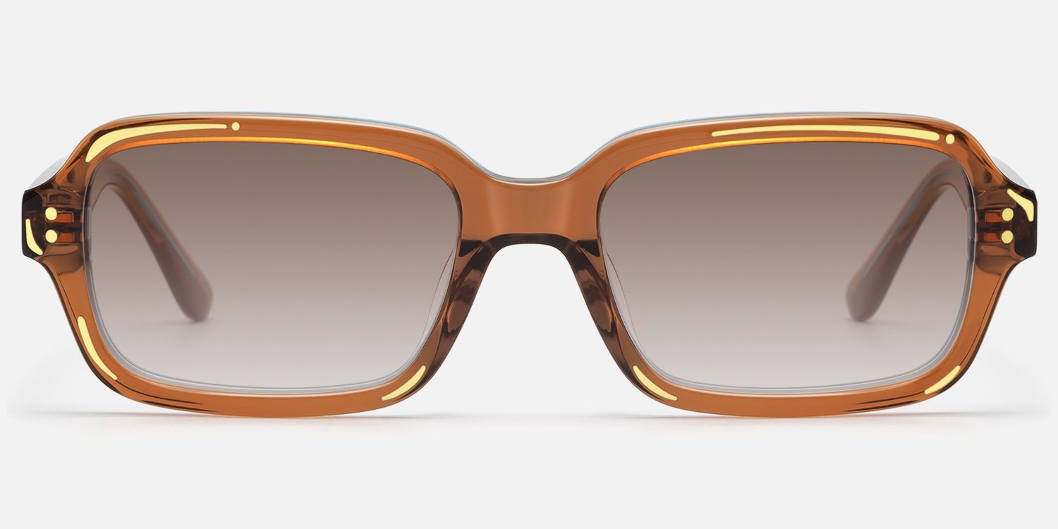 Pixel - Clear Brown Comic Gradient Tint Sunnies by Vooglam - Angle View
