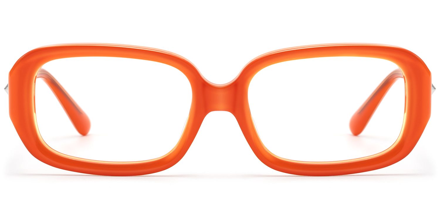 Prism - Bright Orange Neon Star Rectangle Glasses by Vooglam Product Details 1