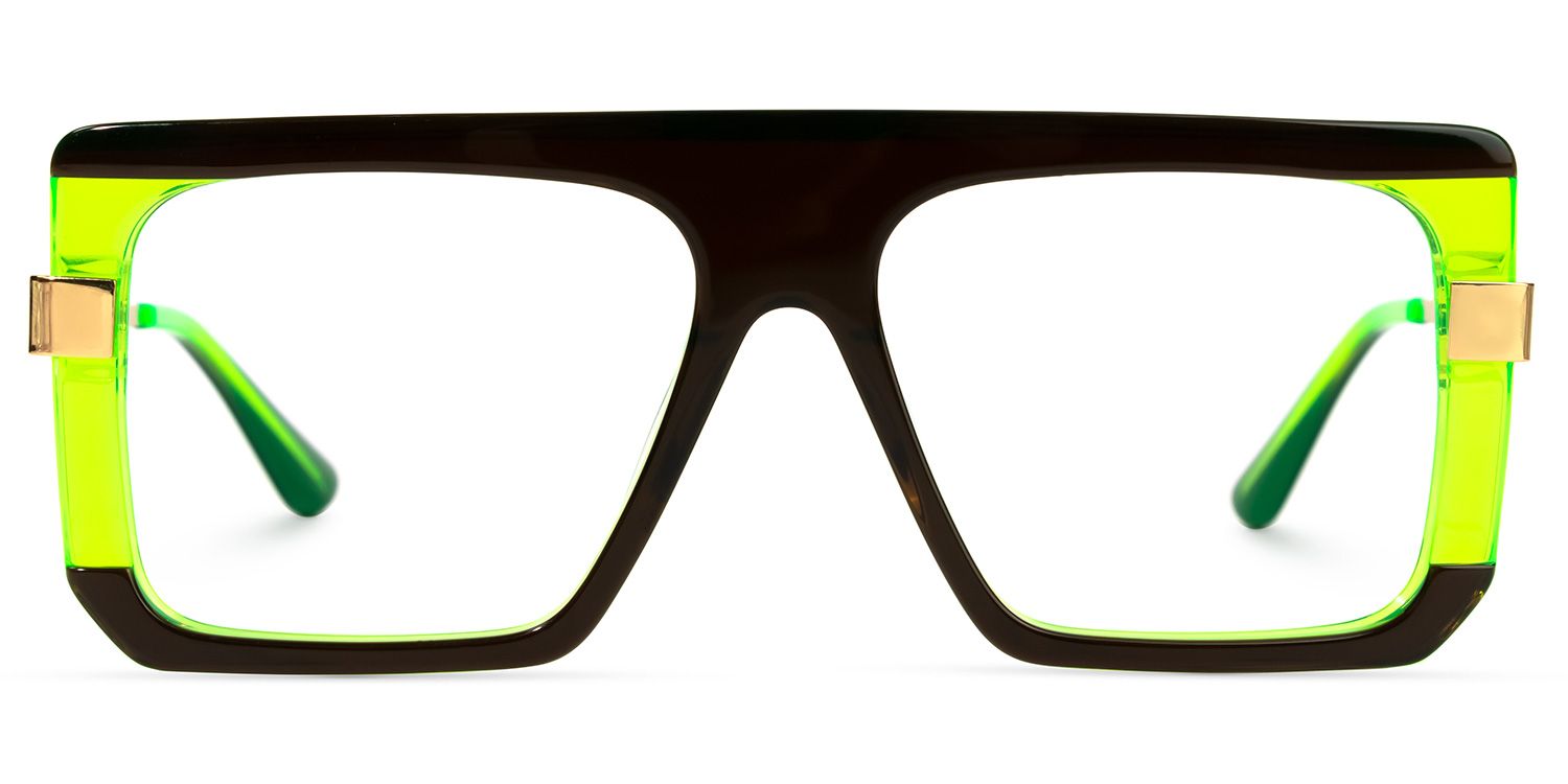 Damiano - Aviator Black/Green Two-tone Eyeglasses | Vooglam Angle View
