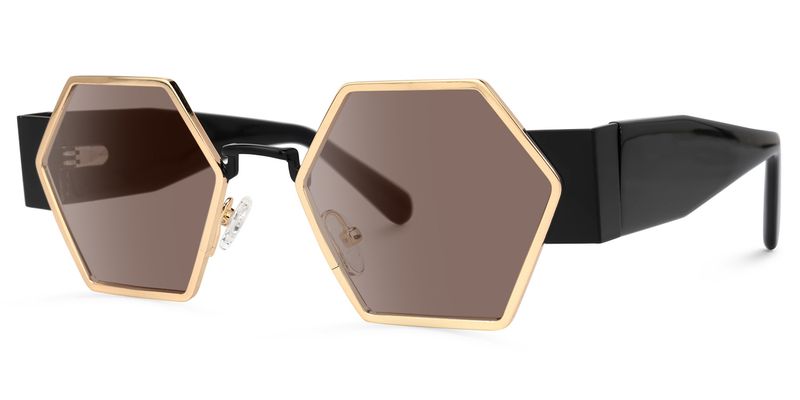 Lizzy - Geometric Gold Sunglasses