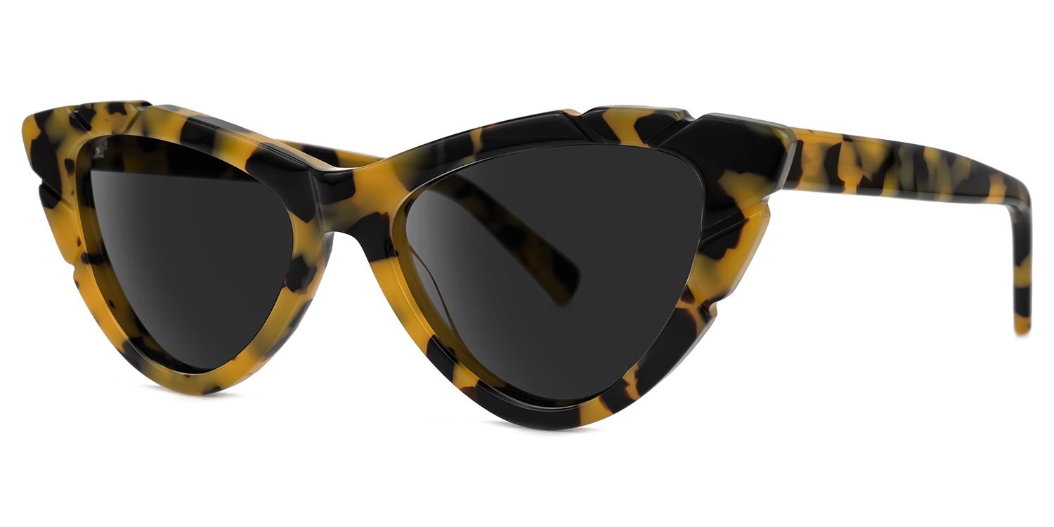 Edana - Cat Eye Yellow/Tortoise Sunglasses by Vooglam - Front View