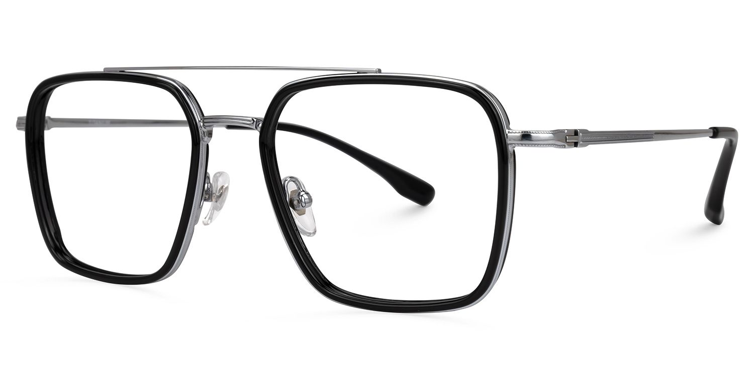 Delaiah - Aviator Black Eyeglasses | Vooglam Front View