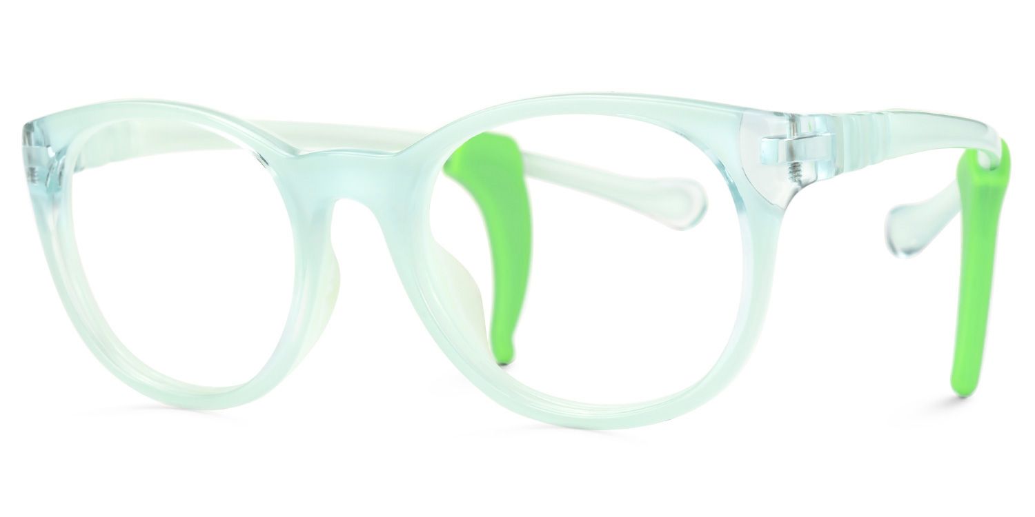 Eljah - Round Green Kids Eyeglasses | Vooglam Front View