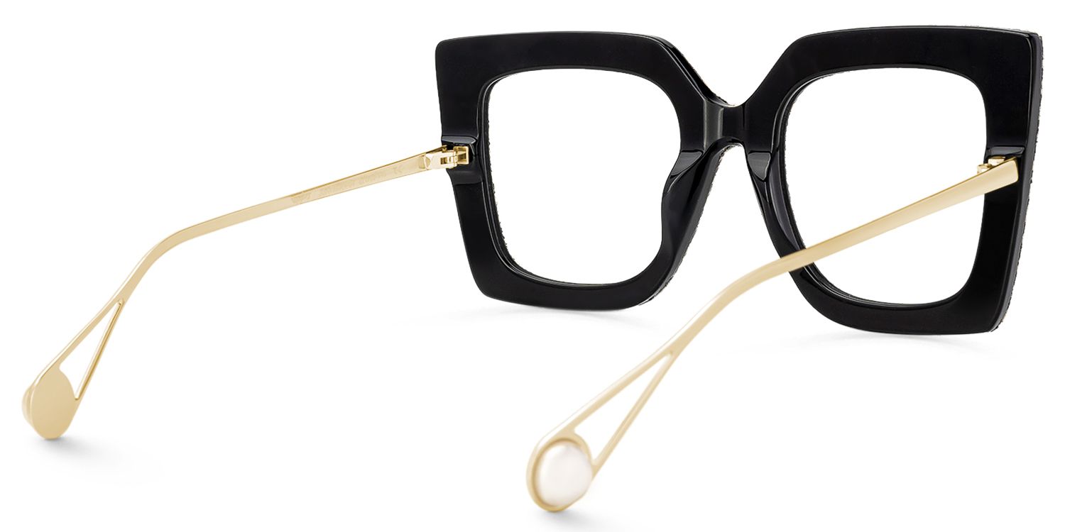 Faustus - Retro Houndstooth Pattern Square Glasses | Vooglam Side View