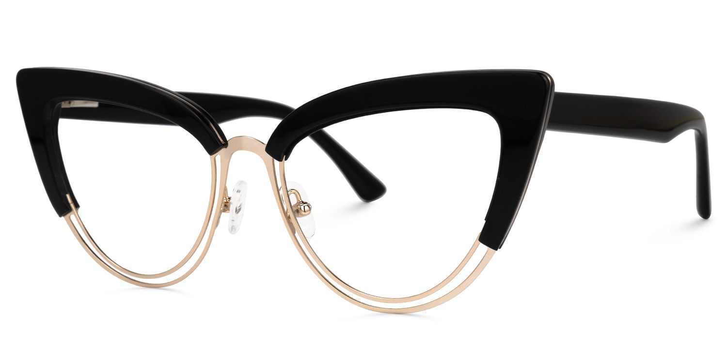 Daryl - Cat Eye Black Eyeglasses | Vooglam Front View