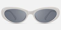 Phantom - Oval White Sunglasses | Vooglam Angle View