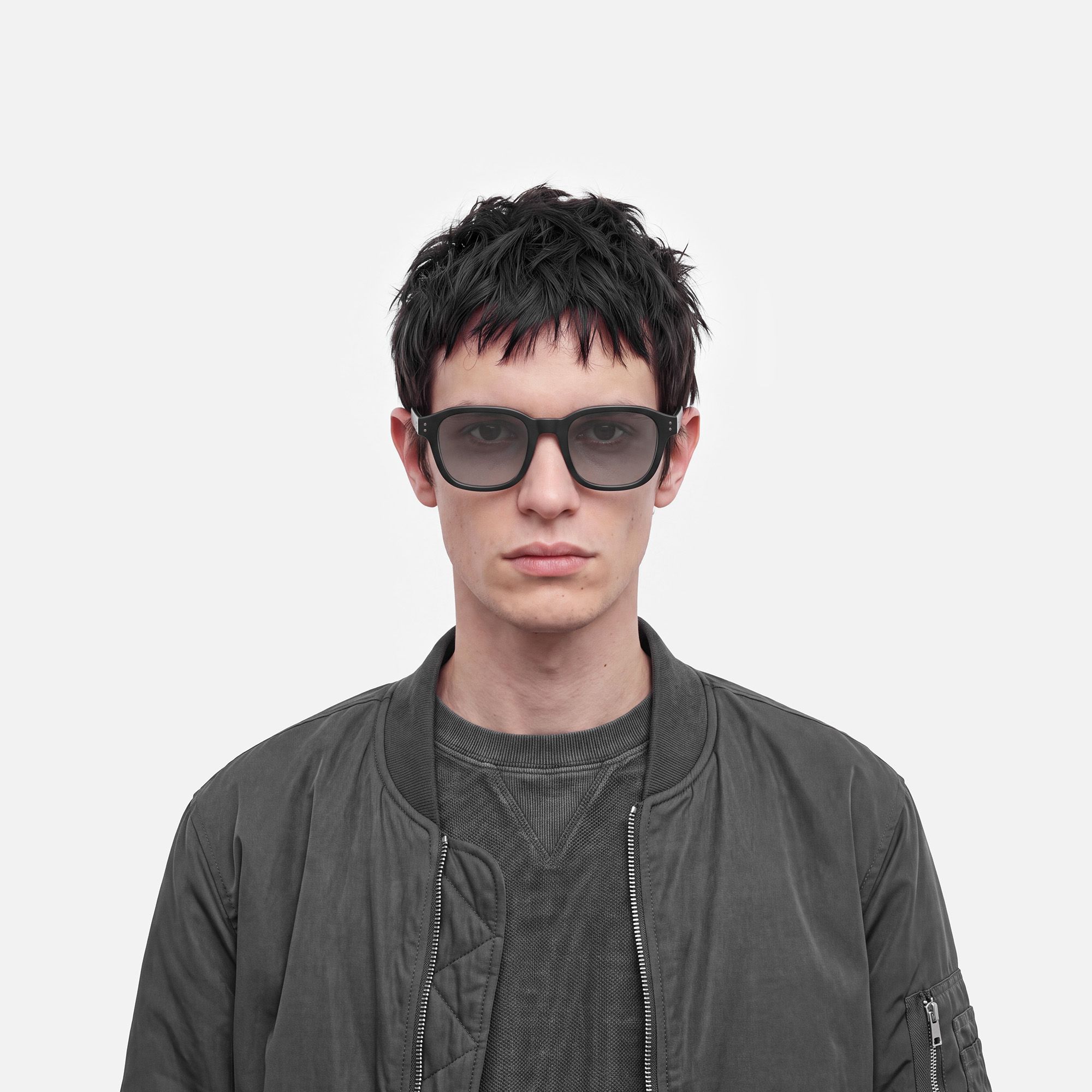 Rainier - Dark Gray Tint Black Zipper Sunnies by Vooglam - Lifestyle Look