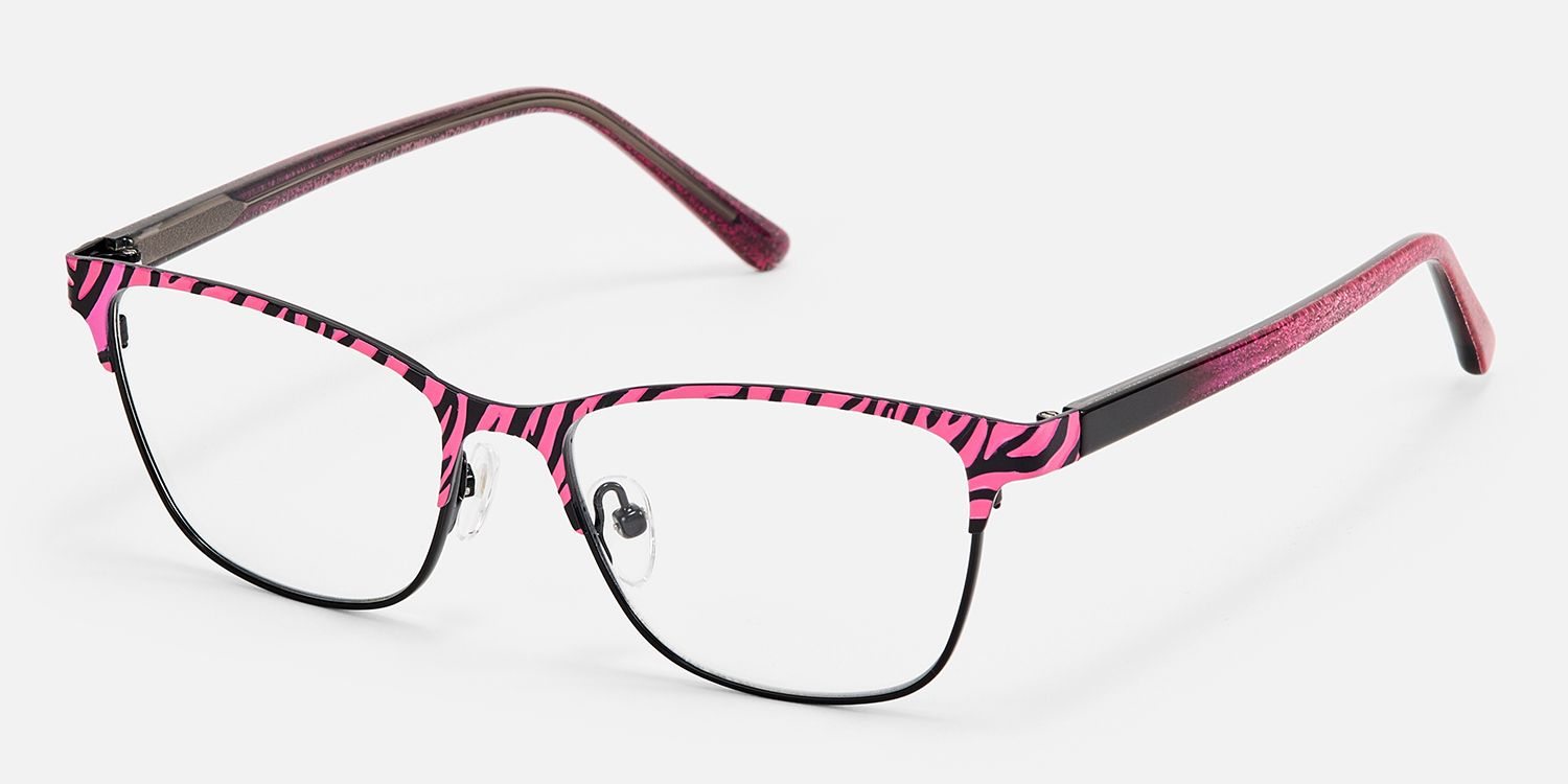 Laser - Rectangle Pink Eyeglasses | Vooglam Front View