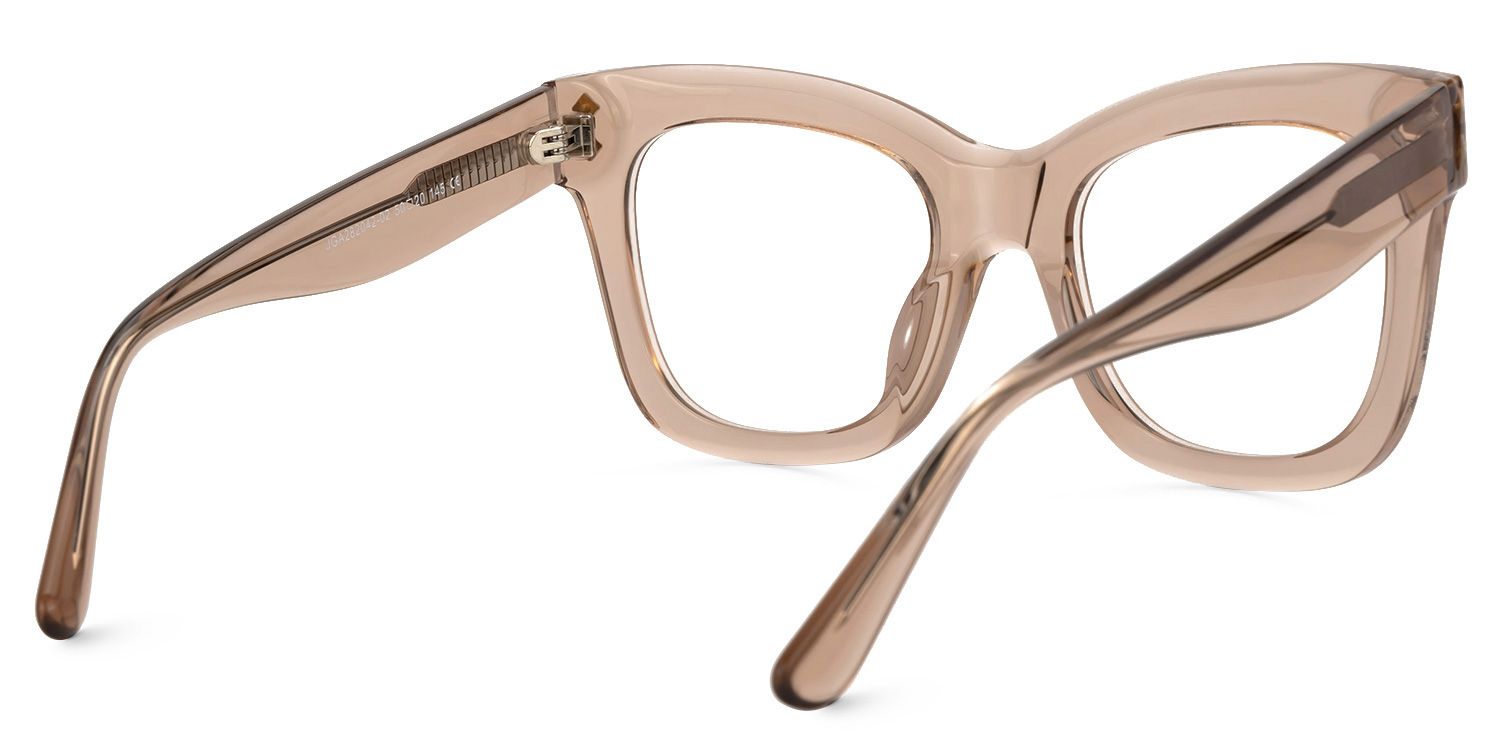 Faustyna - Square Champagne Eyeglasses | Vooglam Side View