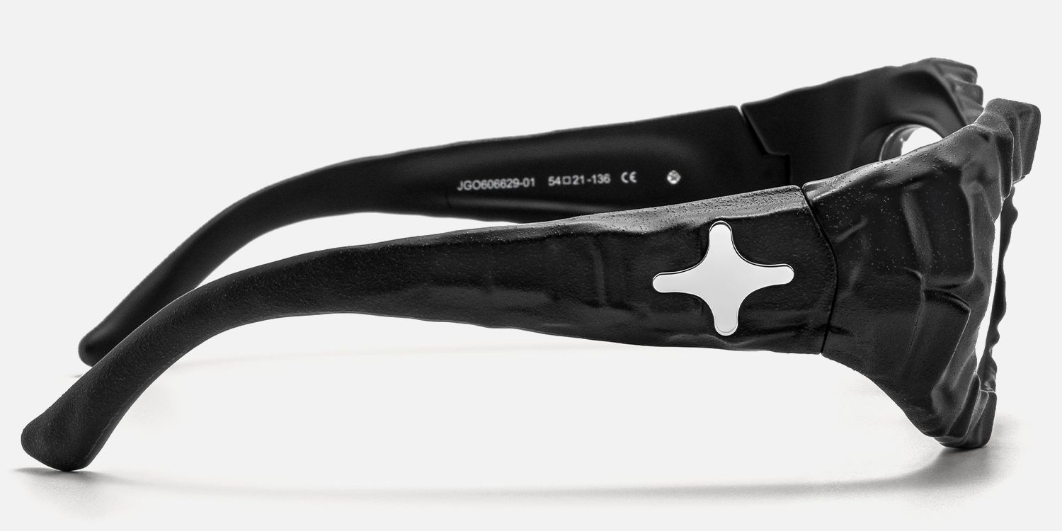 The Geologist - Bold Black Marble Glasses | Vooglam Side View