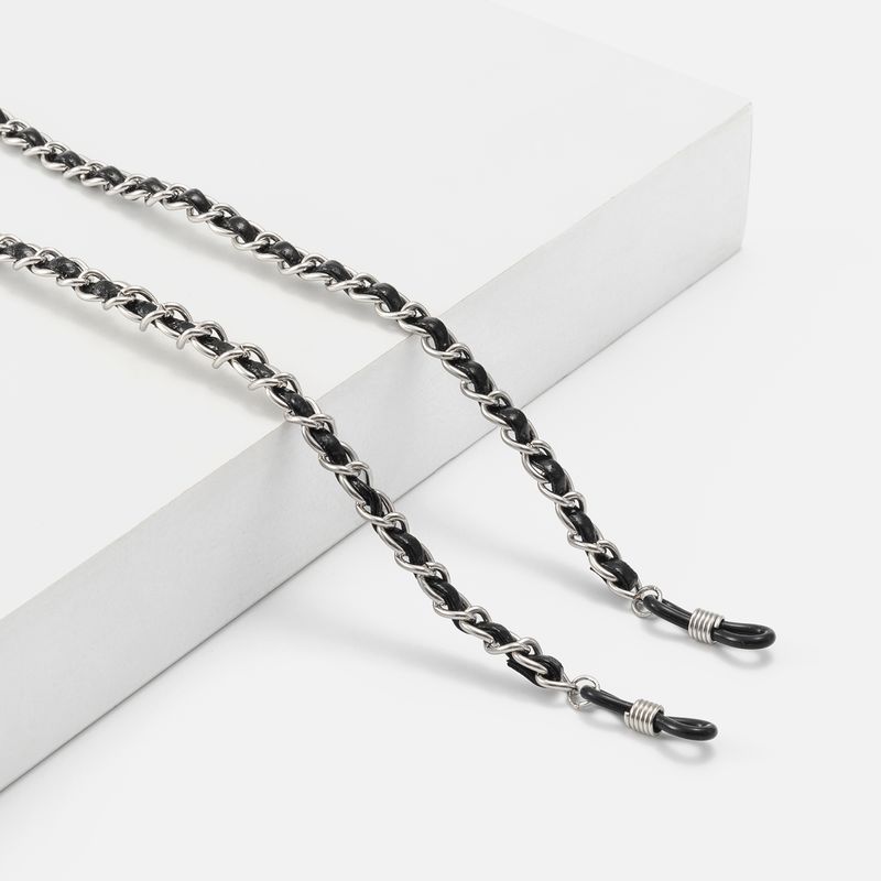 Link Silver Leather Vintage Glasses Chain | Vooglam