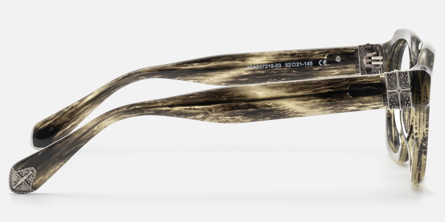 Vernon - Raw Texture Clear Brown Horn Glasses | Vooglam Side View