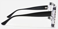 Ferial - Square Black & Crystal Checkered Glasses | Vooglam Side View