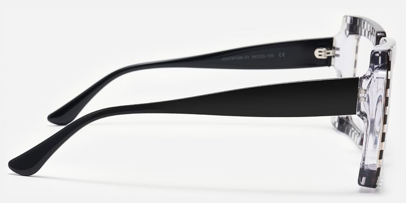 Ferial - Square Black & Crystal Checkered Glasses