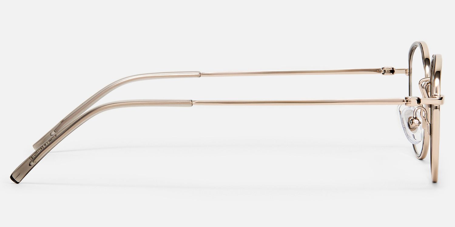 Harlow - Oval Gray Eyeglasses | Vooglam Side View