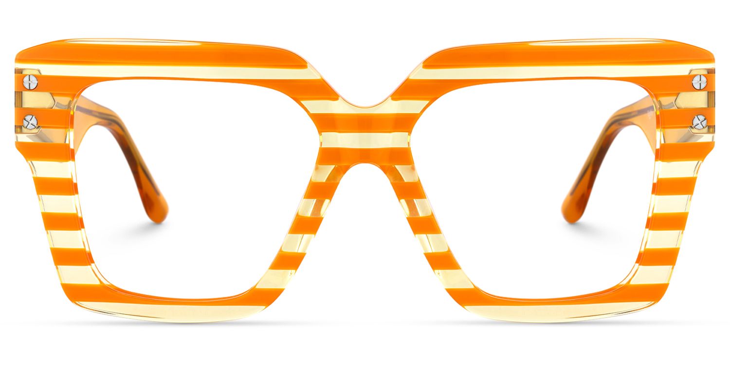 Azania - Square Orange Eyeglasses by Vooglam - Angle View
