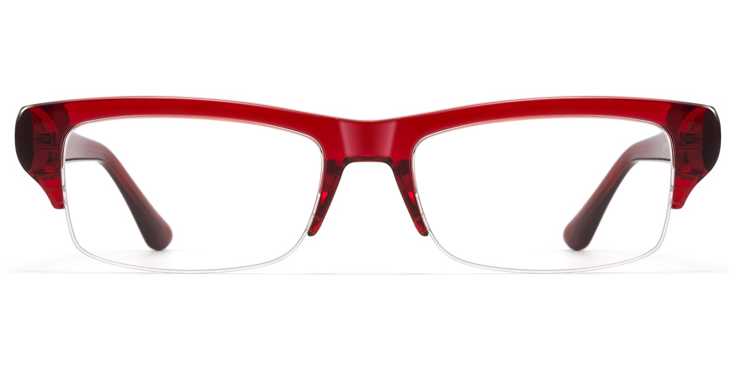 Kairo - Red Semi Rimless Acetate Glasses | Vooglam Product Details 1