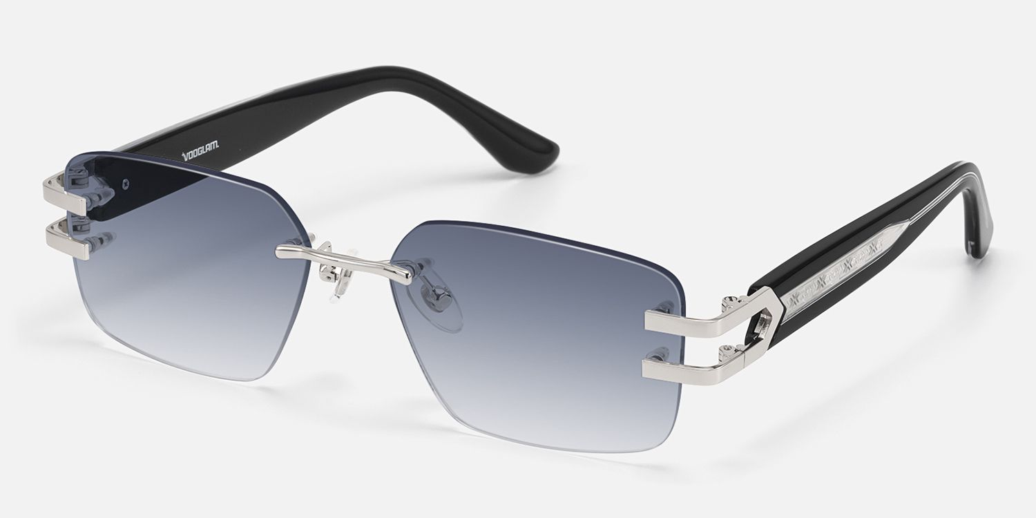 Aurum - Black Gradient Rimless Sunglasses | Vooglam Front View
