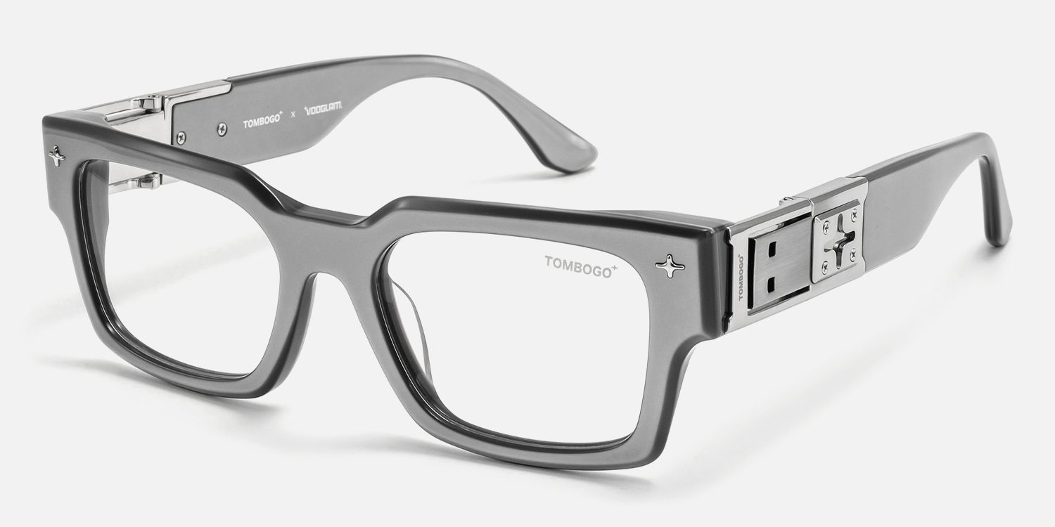 The Programmer - Rectangle Silver Eyeglasses | Vooglam Front View