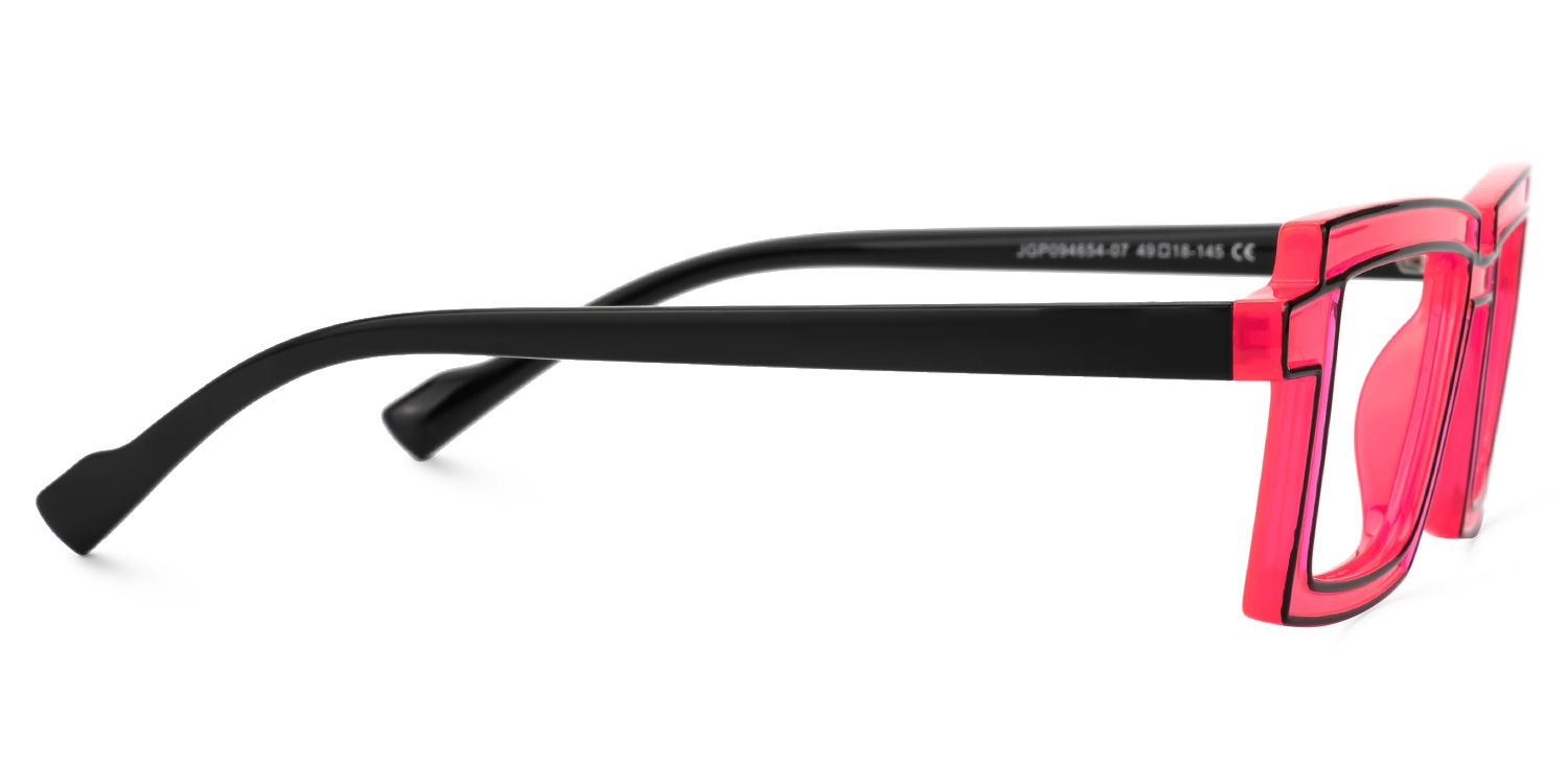 Joselyn - Cyberpunk Rectangle Black/Pink Frame Glasses | Vooglam 4