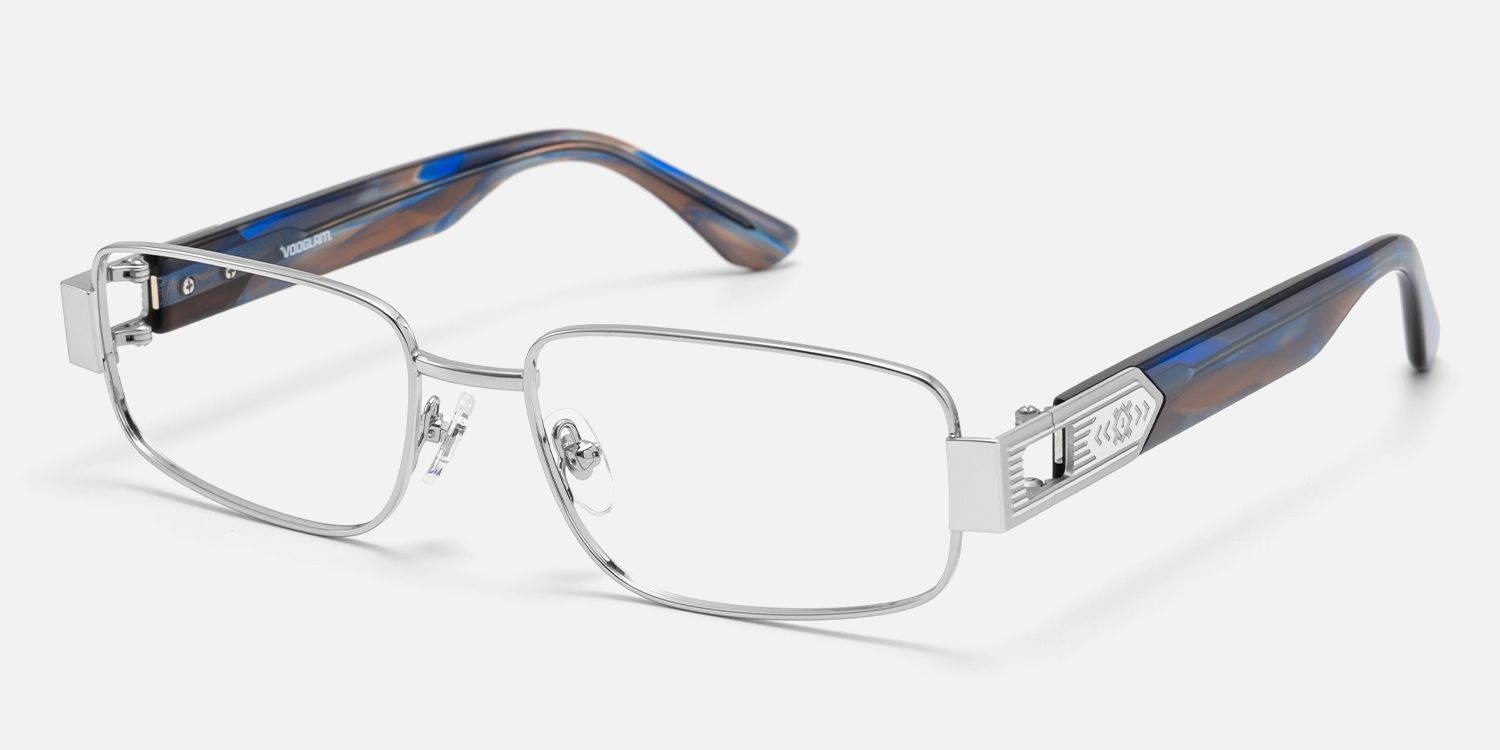 Cypher - Rectangle Silver Eyeglasses | Vooglam Front View