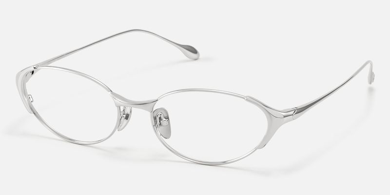 Ebisu - Thin Rimmed Silver Oval Minimalist Glasses | Vooglam
