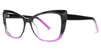 Raquel - Chic Black & Purple Faceted Frame Glasses | Vooglam Front View