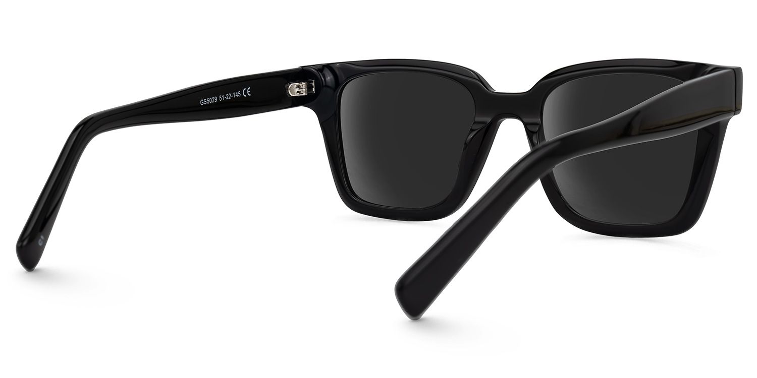 Dawes - Rectangle Black Sunglasses | Vooglam Side View