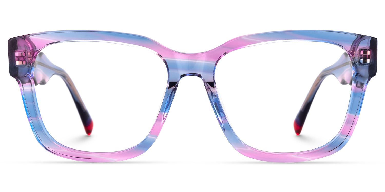 Daphne - Rectangle Pink/Blue Eyeglasses | Vooglam Angle View