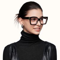 Trance - Square Black Eyeglasses | Vooglam On Model 2