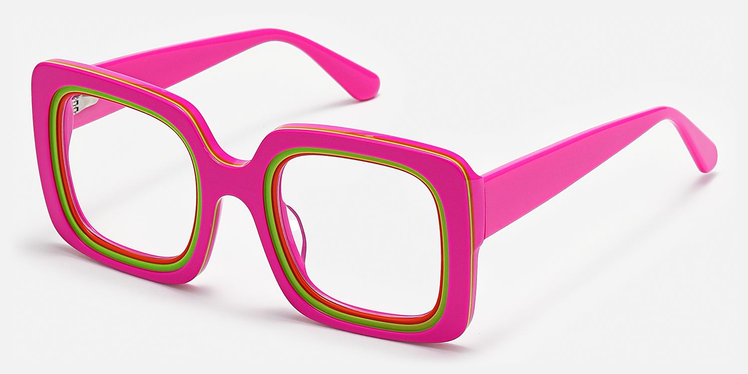 Esadowa - Square Pink Eyeglasses | Vooglam Front View