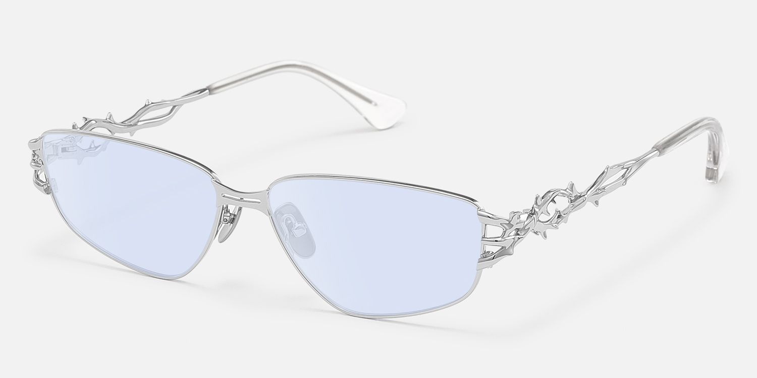 Spine - Silver Light Blue Tint Sunglasses | Vooglam Front View