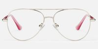 Joni - Aviator Silver Eyeglasses | Vooglam Angle View