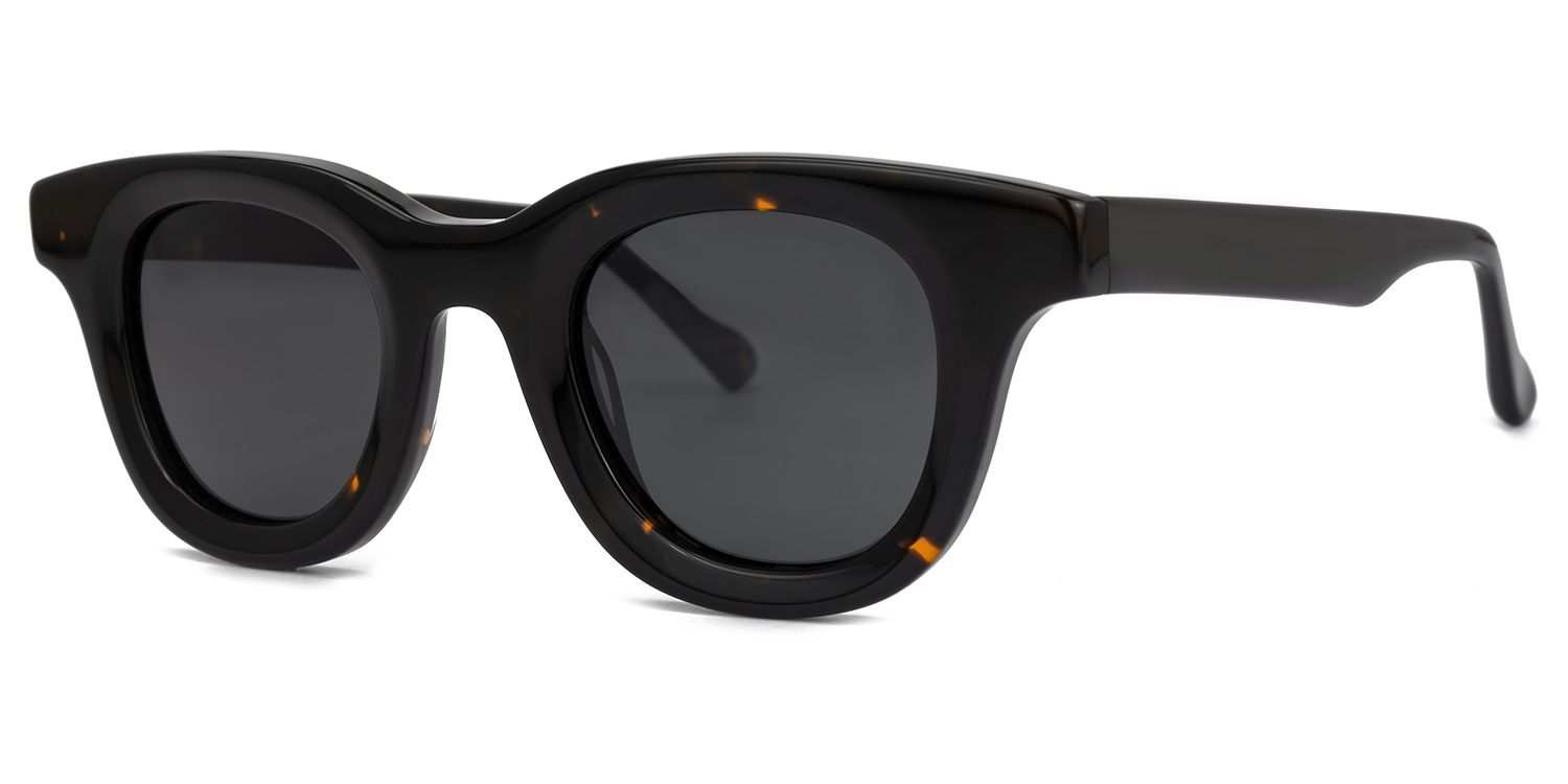 Dehateh - Round Dark/Tortoise Sunglasses | Vooglam Front View