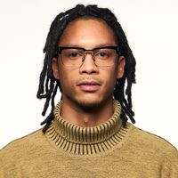 Paley - Browline Black Eyeglasses | Vooglam On Model 1