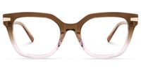 Natala - Rectangle Brown Eyeglasses | Vooglam Angle View