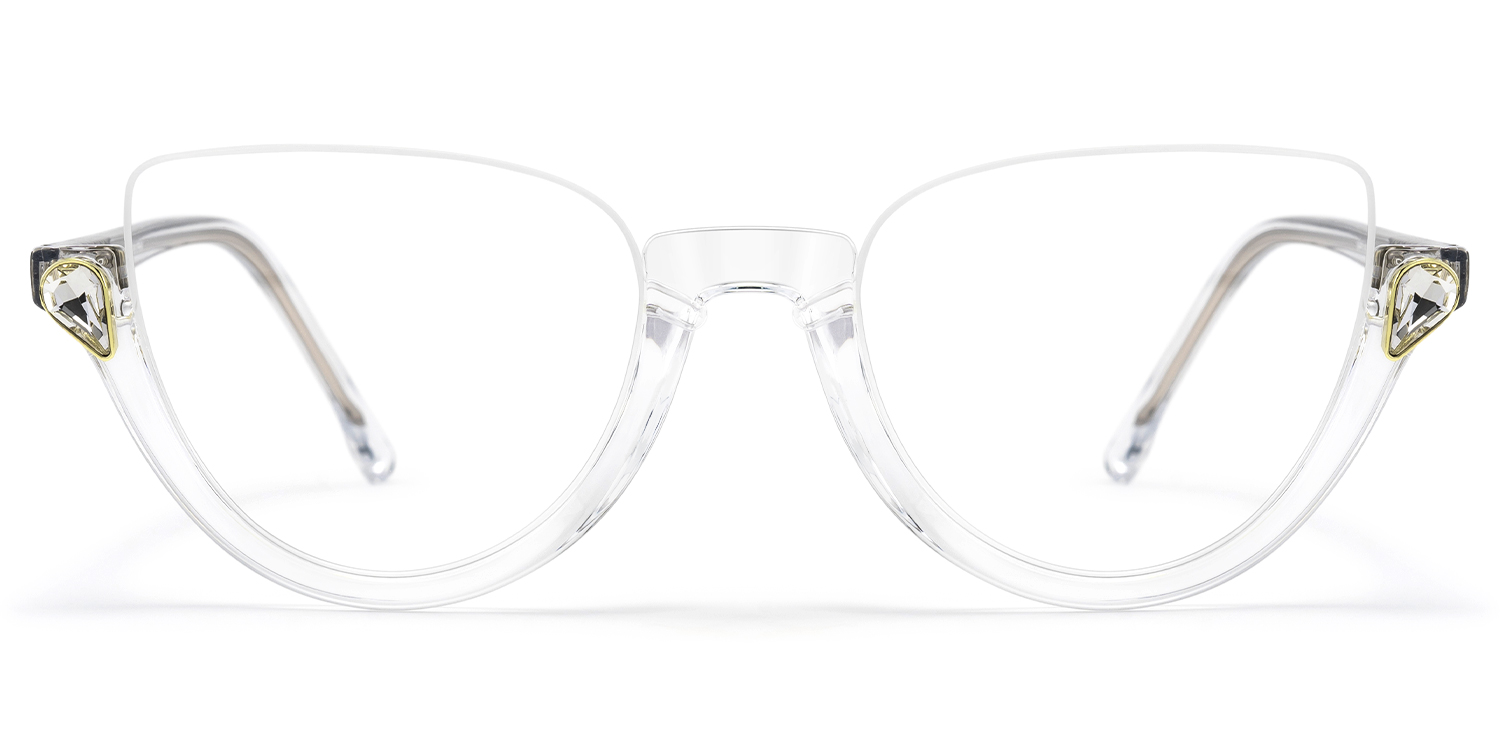 Sylvia Crystal Clear Semi-Rimless Cat Eye Glasses for Women