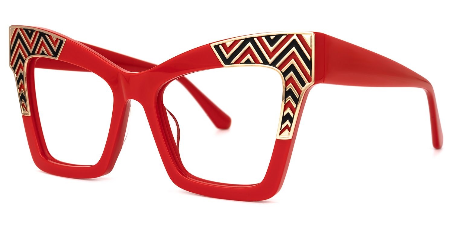 Danilo - Square Red Eyeglasses | Vooglam Front View