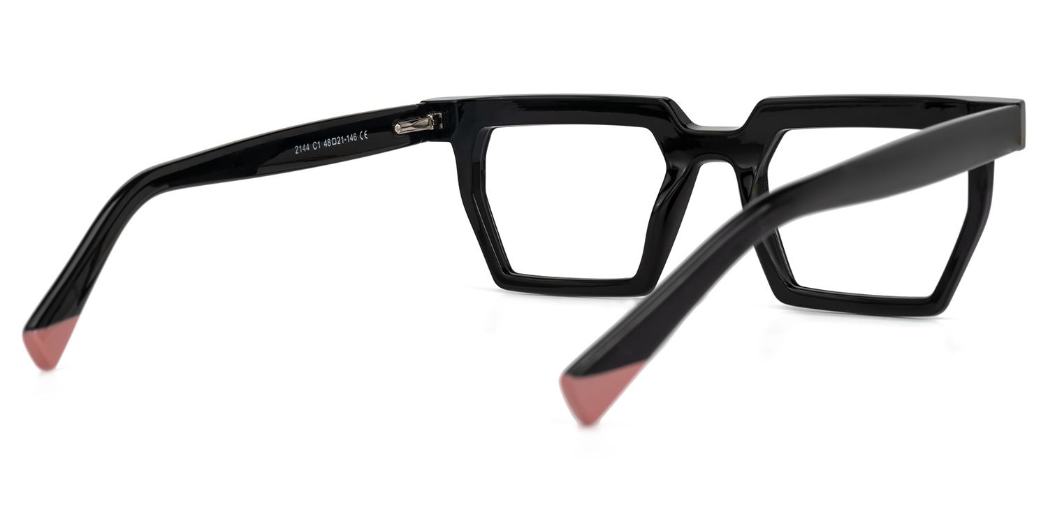 Baden - Rectangle Black Eyeglasses | Vooglam Side View