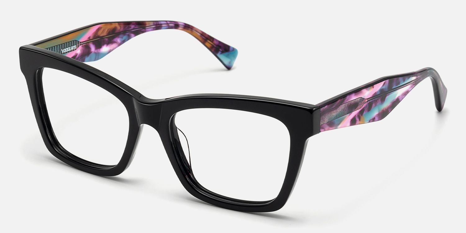 Vibranium - Rectangle Black Eyeglasses | Vooglam Front View