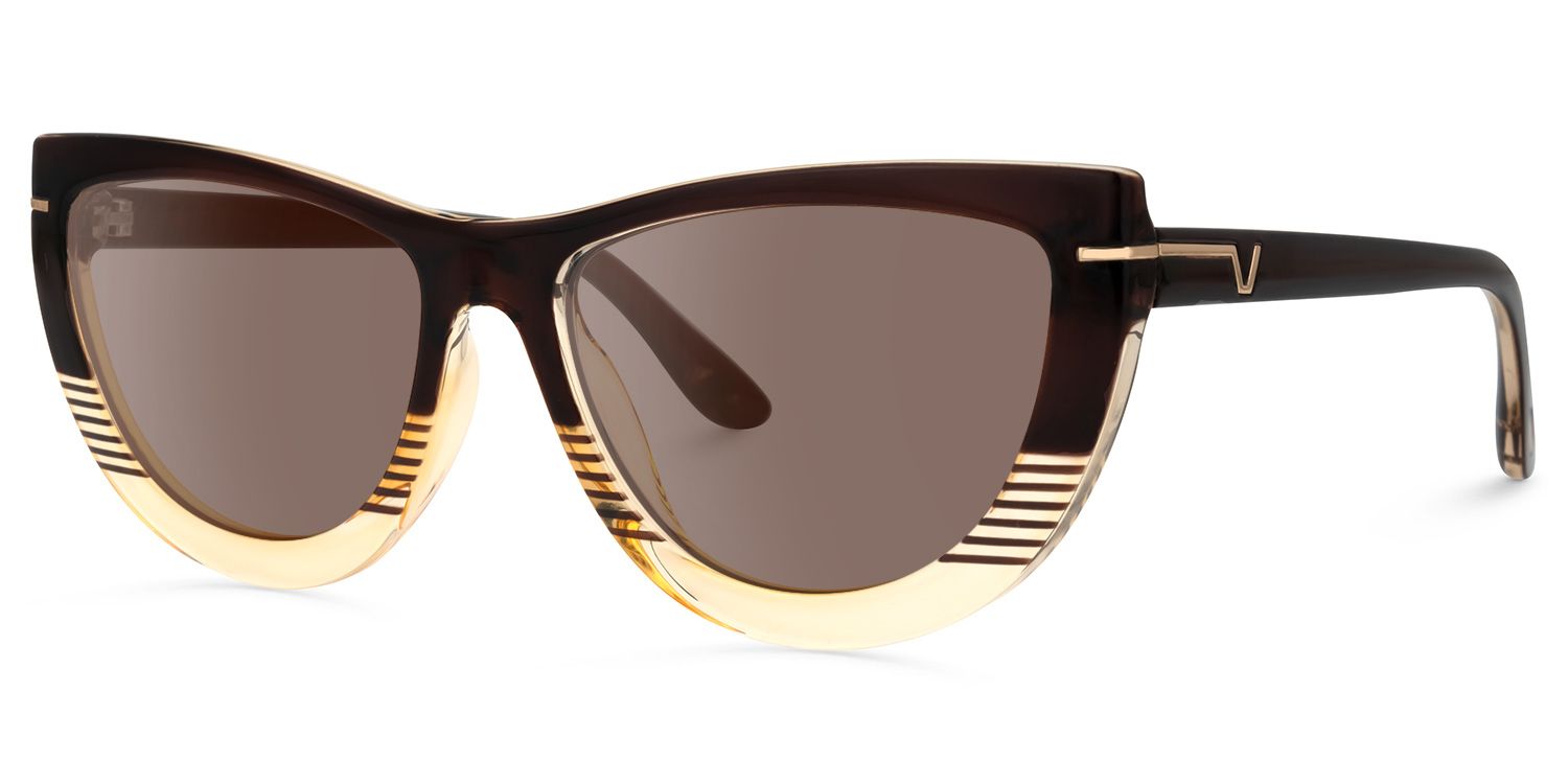 Rhea - Butterfly Brown Sunglasses by Vooglam - Front View