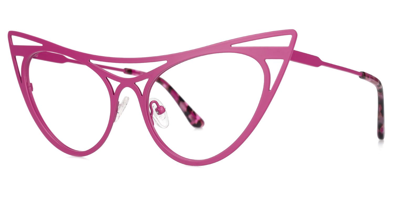 Elior - Cat Eye Pink Eyeglasses by Vooglam - Front View