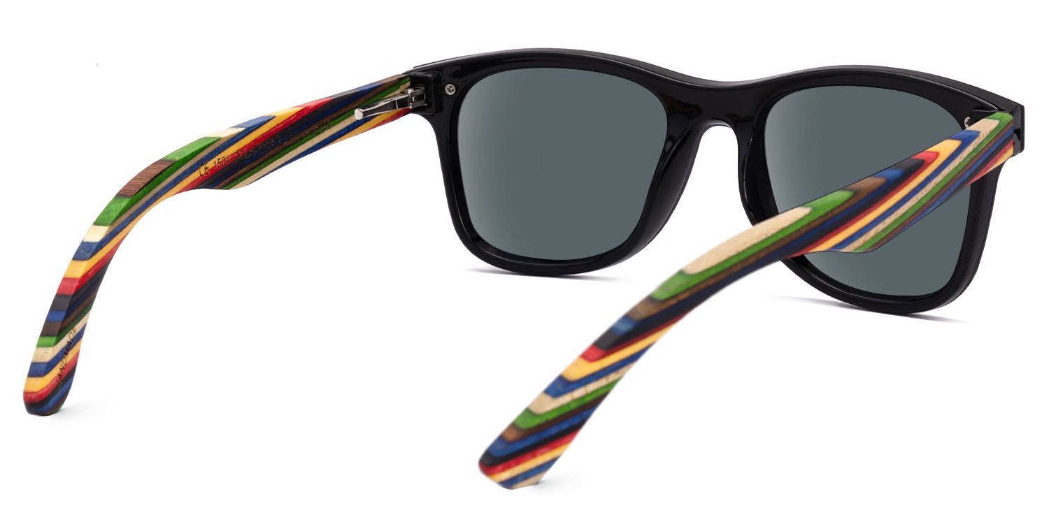 Gabryle - Rectangle Black Sunglasses | Vogolam Side View